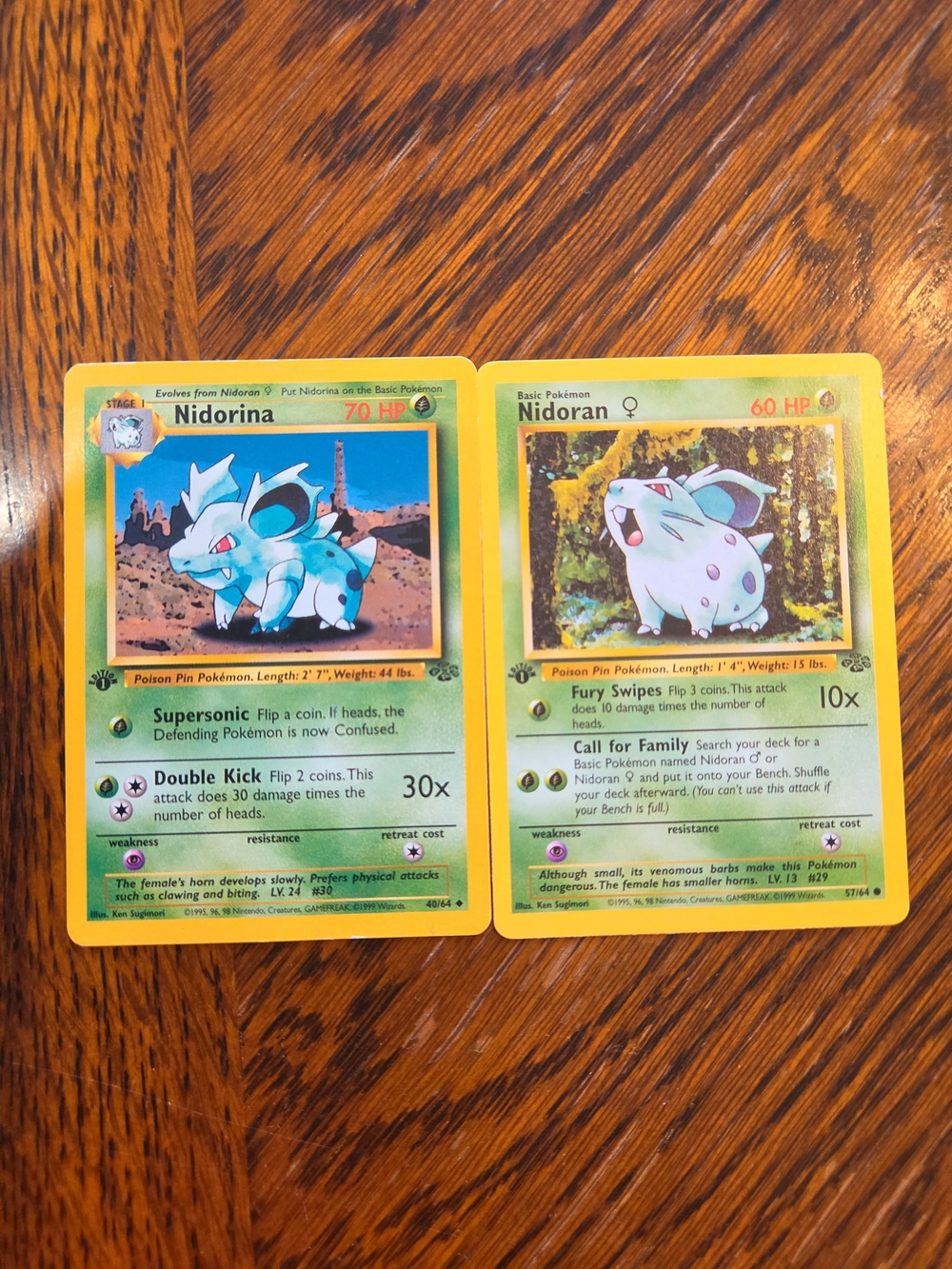 VINTAGE ~First Edition, Jungle Pokemon    Nidorina/Nidoran Card Set